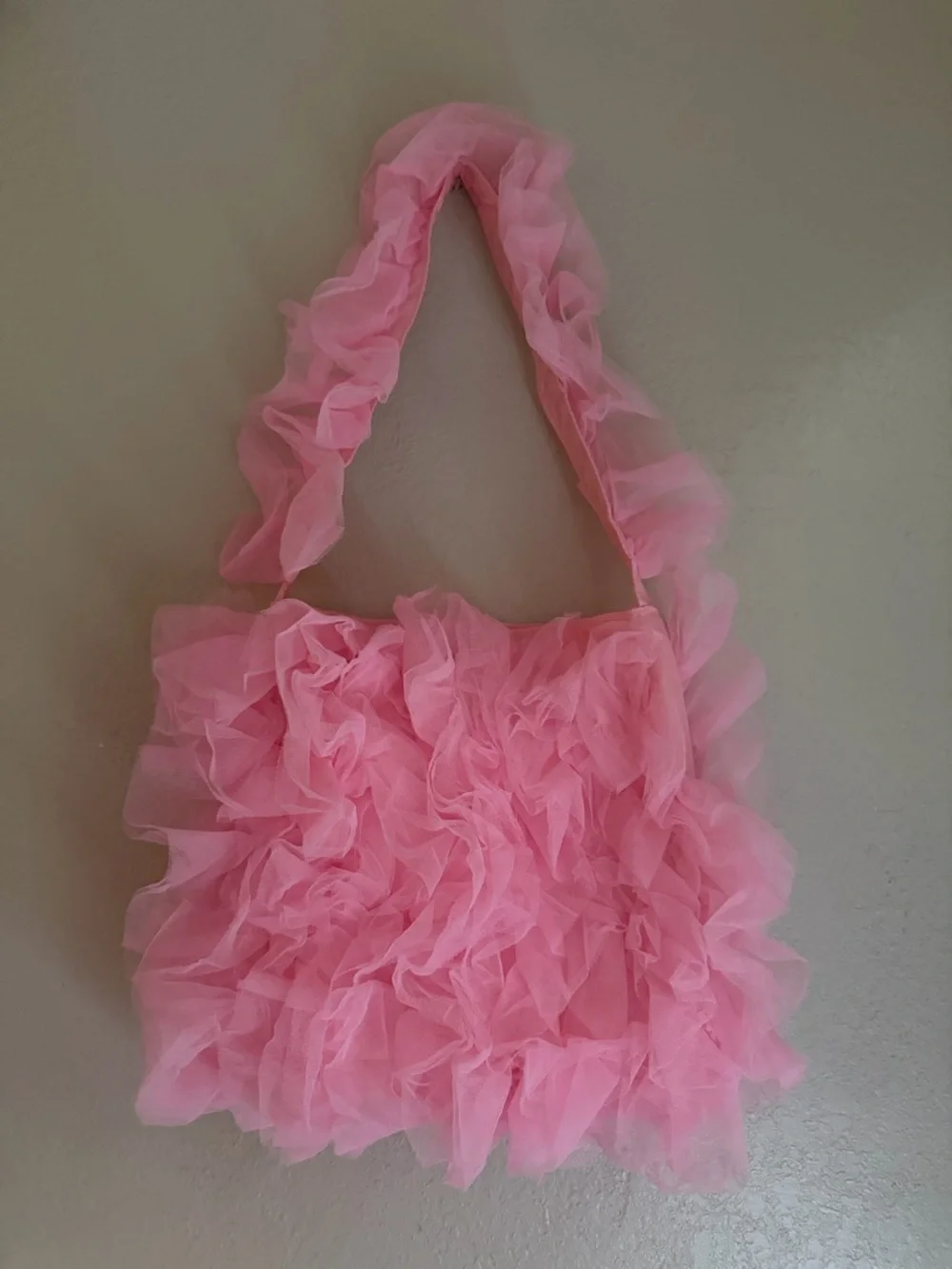 PINK RUFFLE MINI HANDBAG